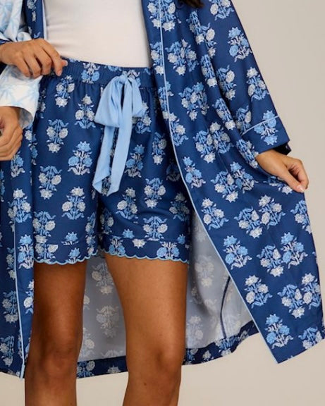 Blue Floral Pajama Shorts - The Swanky Shack