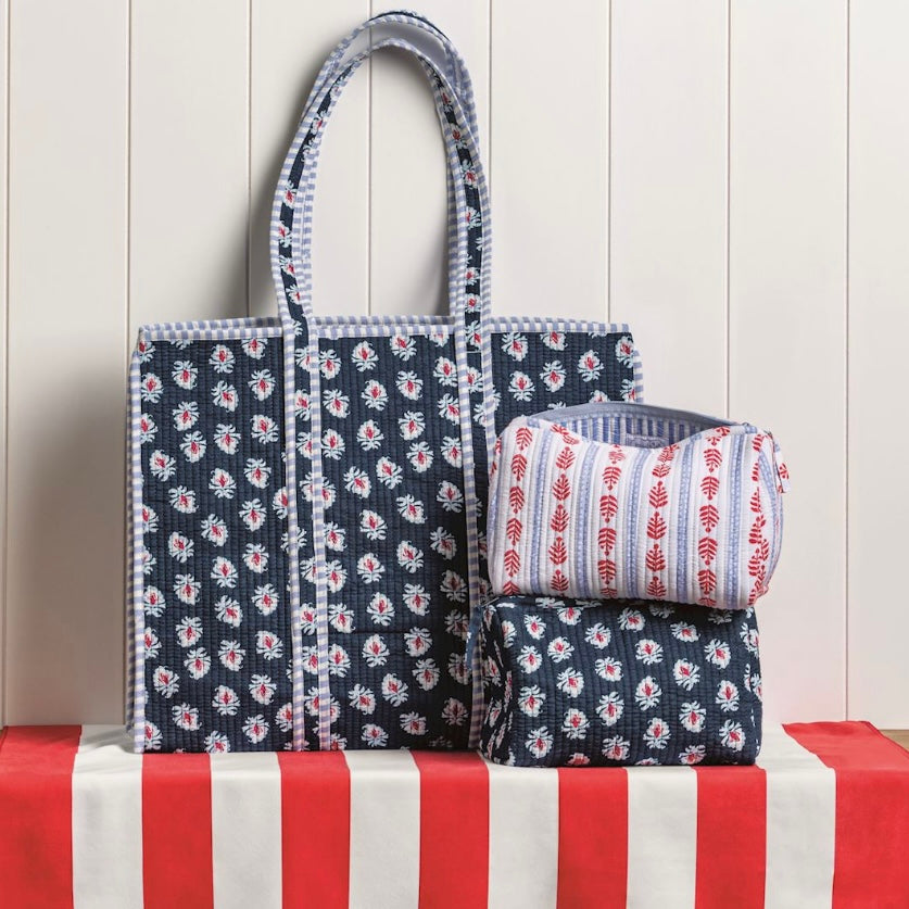 Americana White Block Cosmetic Bag - The Swanky Shack
