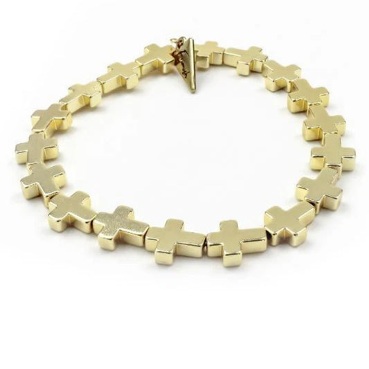 Full Gold Cross Bracelet - The Swanky Shack