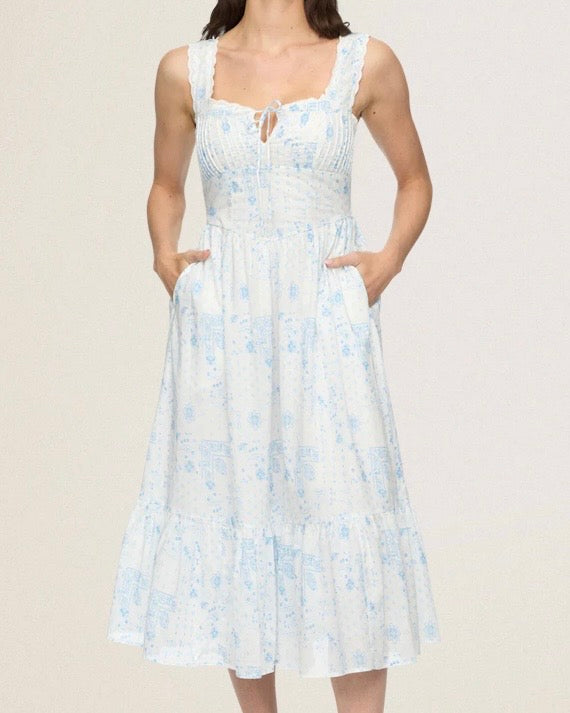 Virginia Blue Midi Dress - The Swanky Shack