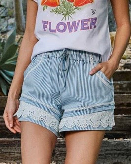 Jolene Lace Hem Short - The Swanky Shack
