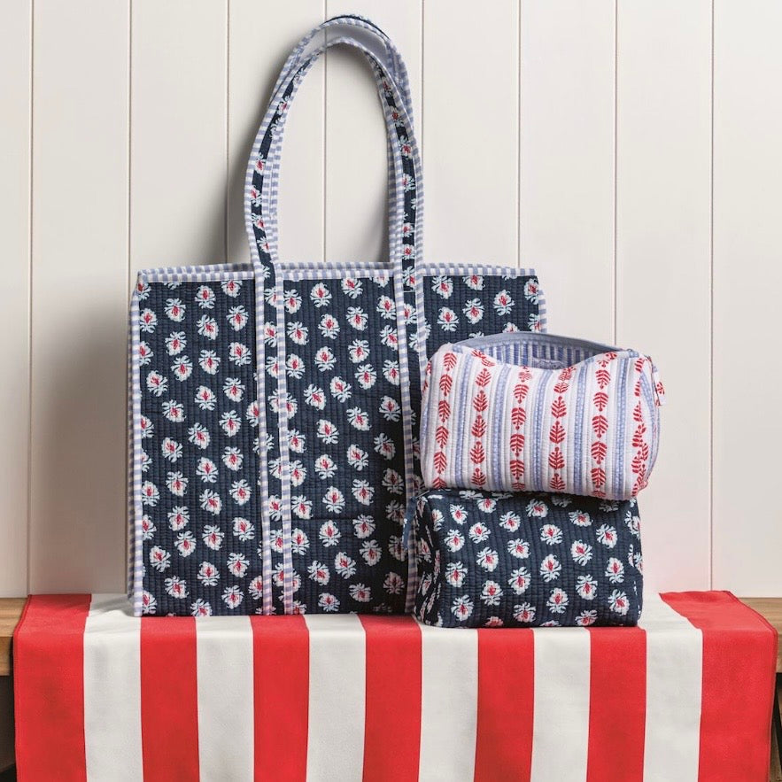 Navy Cornflower Cosmetic Case - The Swanky Shack