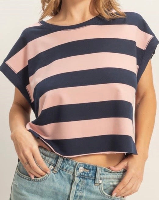 Navy Stripe Boxy Top - The Swanky Shack