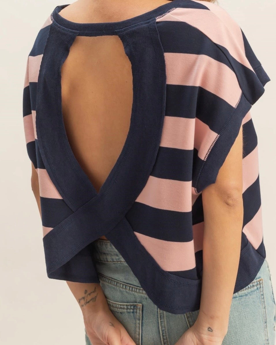 Navy Stripe Boxy Top - The Swanky Shack