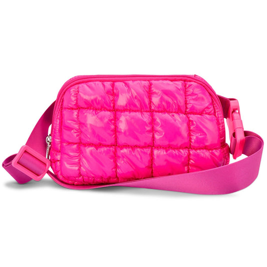 Hot Pink Shiny Puffer Belt Bag - The Swanky Shack
