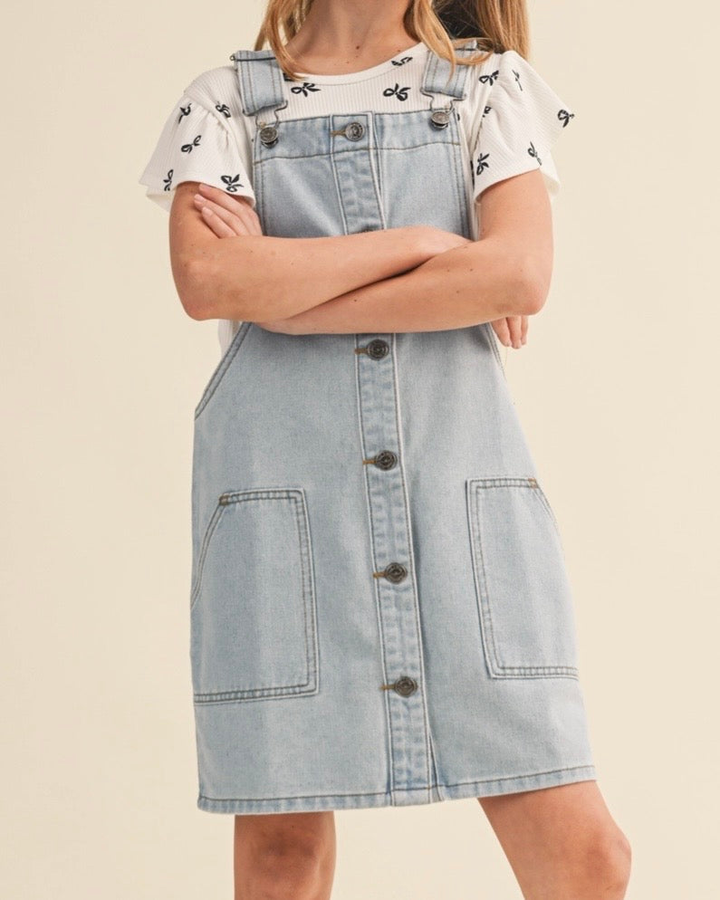 Girl’s Denim Overall Dress - The Swanky Shack