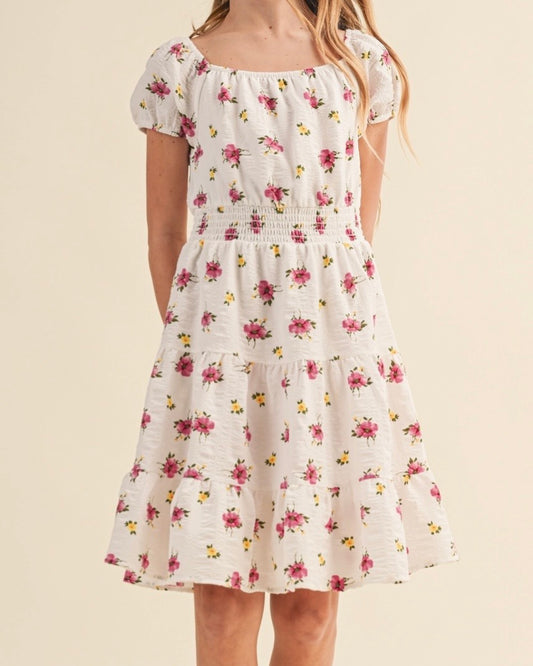 Girl’s Floral Peasant Dress - The Swanky Shack