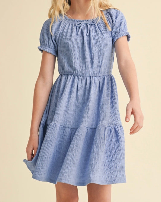 Girl’s Blue Tiered Dress - The Swanky Shack