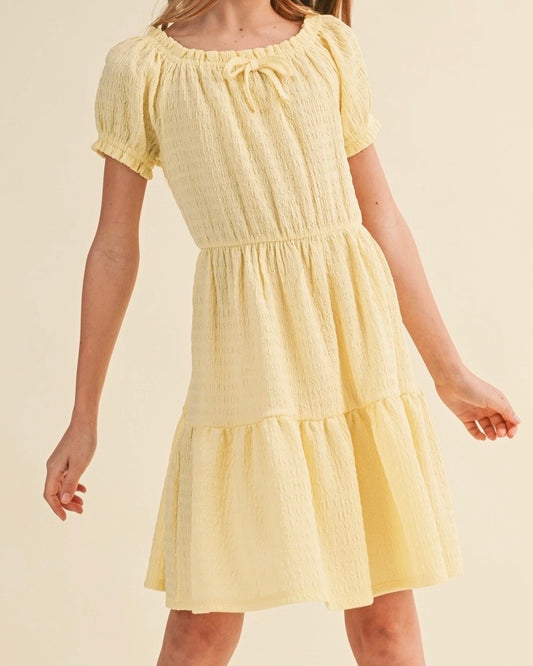 Girl’s Yellow Tiered Dress - The Swanky Shack