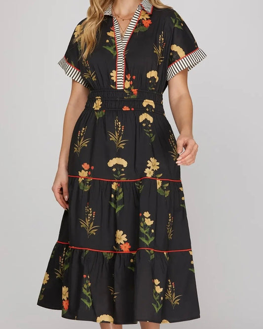 Nicole Border Dress - The Swanky Shack