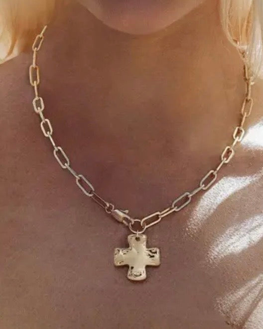 Hammered Cross Necklace