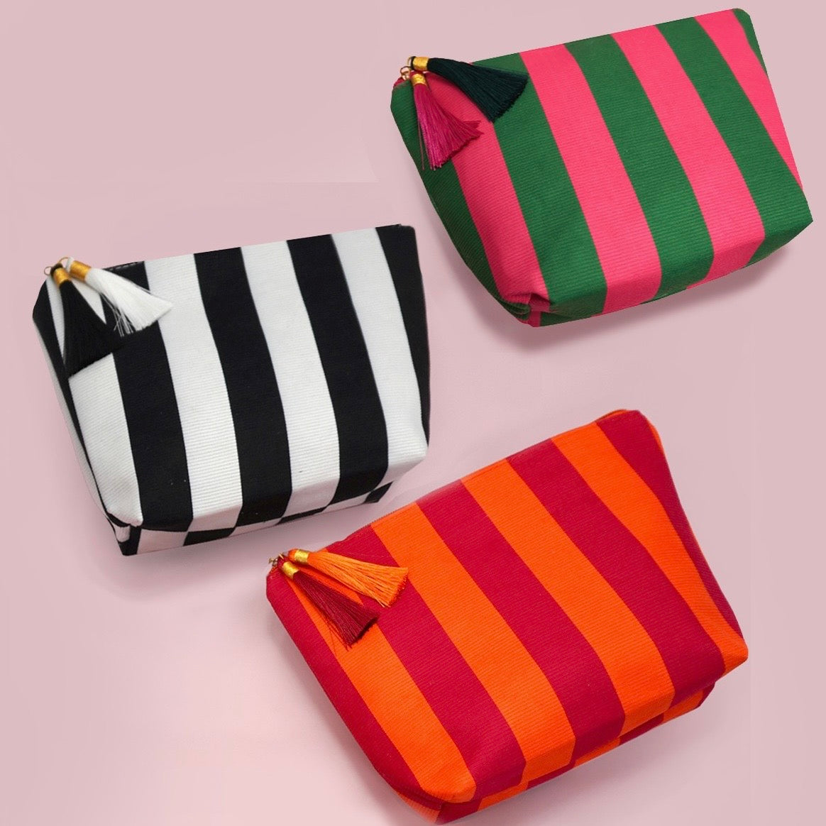 Stripe Tassel Makeup Pouch