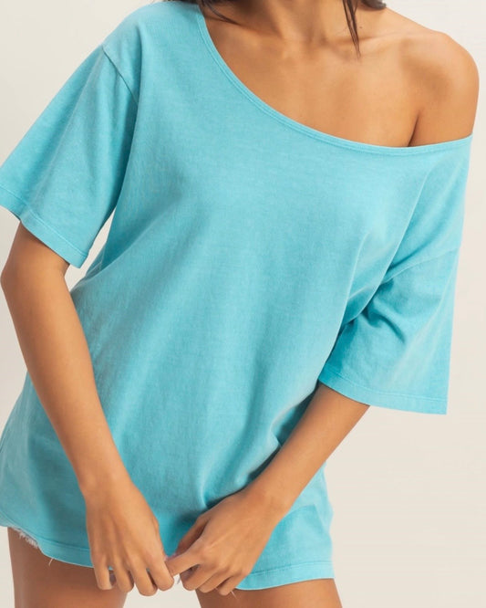 Aqua Blue Boatneck Tee - The Swanky Shack
