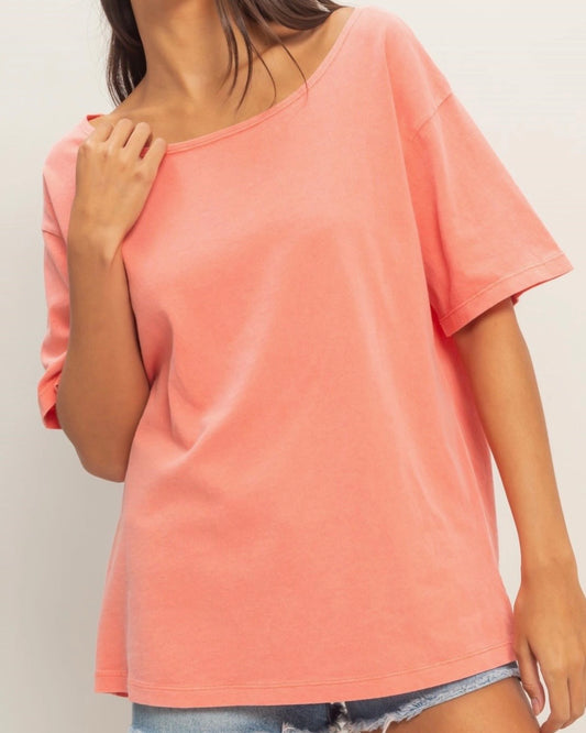Coral Boatneck Tee - The Swanky Shack