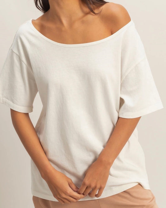 Off White Boatneck Tee - The Swanky Shack