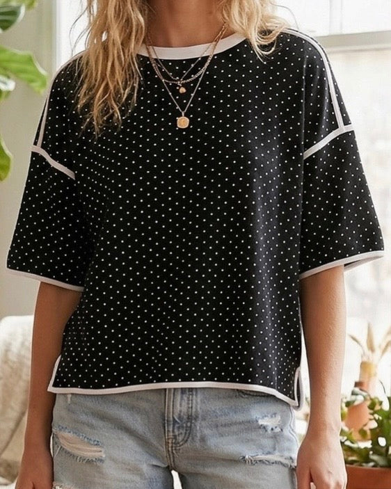 Black Polka Dot Tee - The Swanky Shack