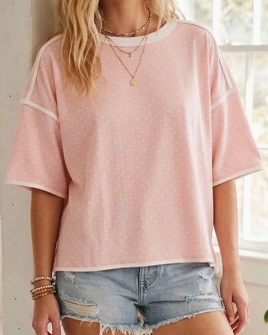 Pink Polka Dot Tee - The Swanky Shack
