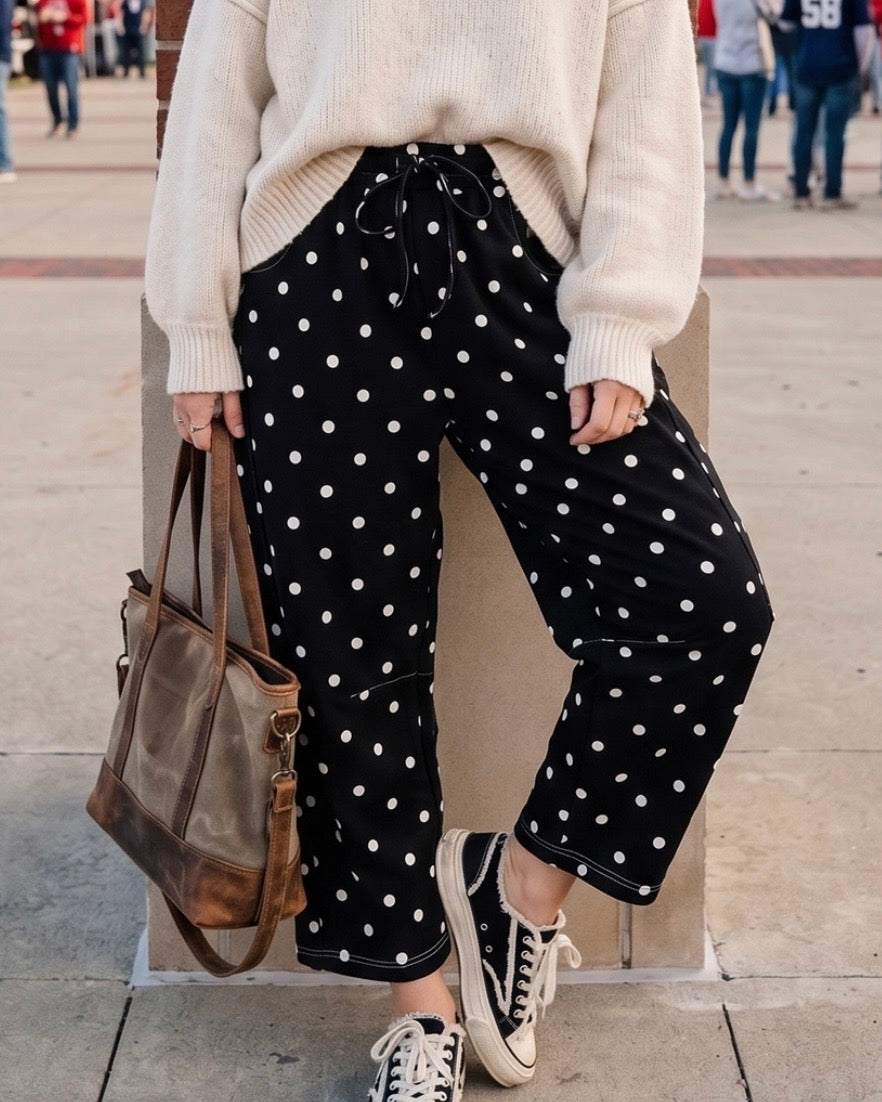 Polka Dot Barrel Pants - The Swanky Shack