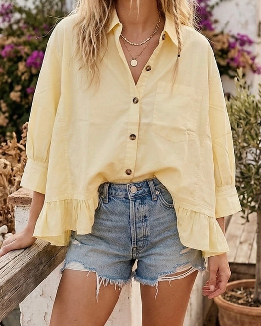 Butter Yellow Poplin Top - The Swanky Shack