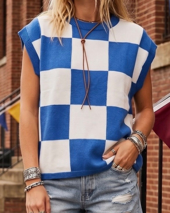 Checkered Sweater Top - The Swanky Shack