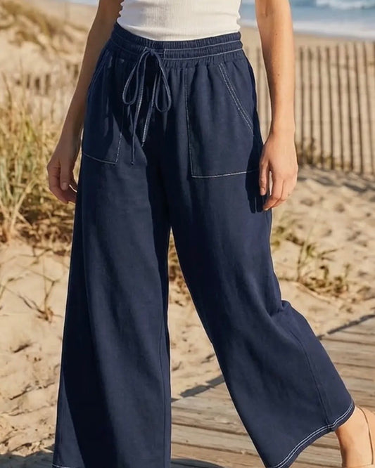 Navy Relaxed Wide Leg Pant - The Swanky Shack