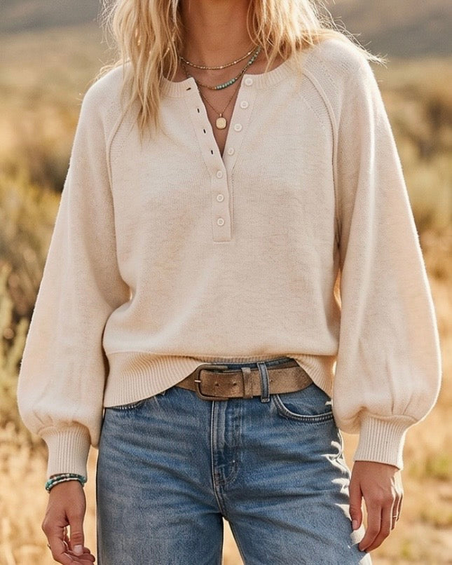 Ivory Henley Sweater Top - The Swanky Shack