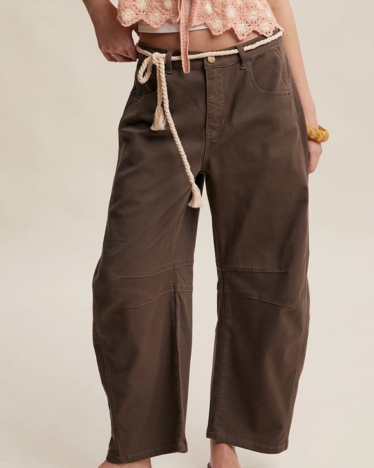 Brown Utility Barrel Jean