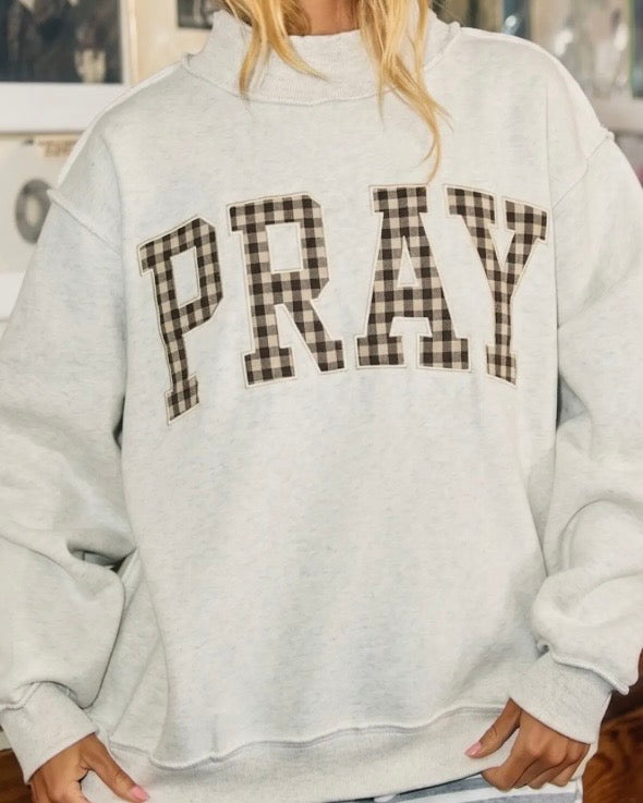 PRAY Gingham Mock Neck Sweatshirt - The Swanky Shack