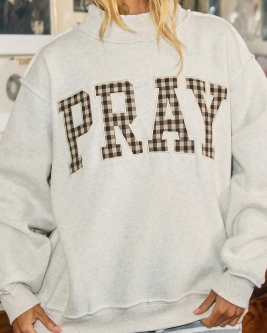 PRAY Gingham Mock Neck Sweatshirt - The Swanky Shack