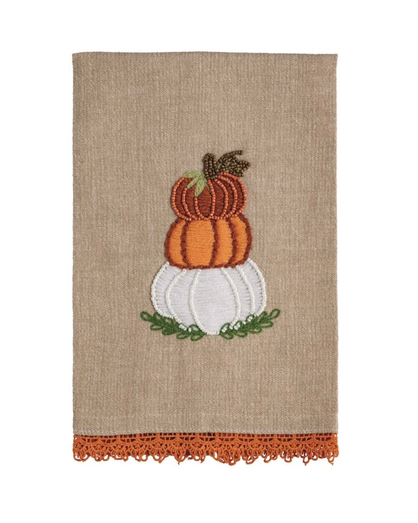 Stacked Pumpkin Beaded Towel