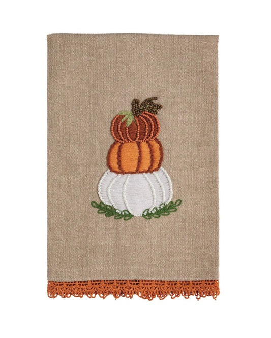 Stacked Pumpkin Beaded Towel