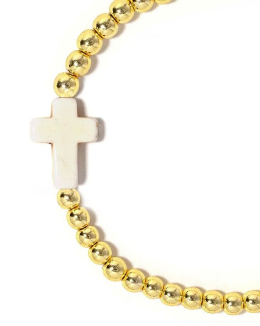 Single White Cross Bracelet