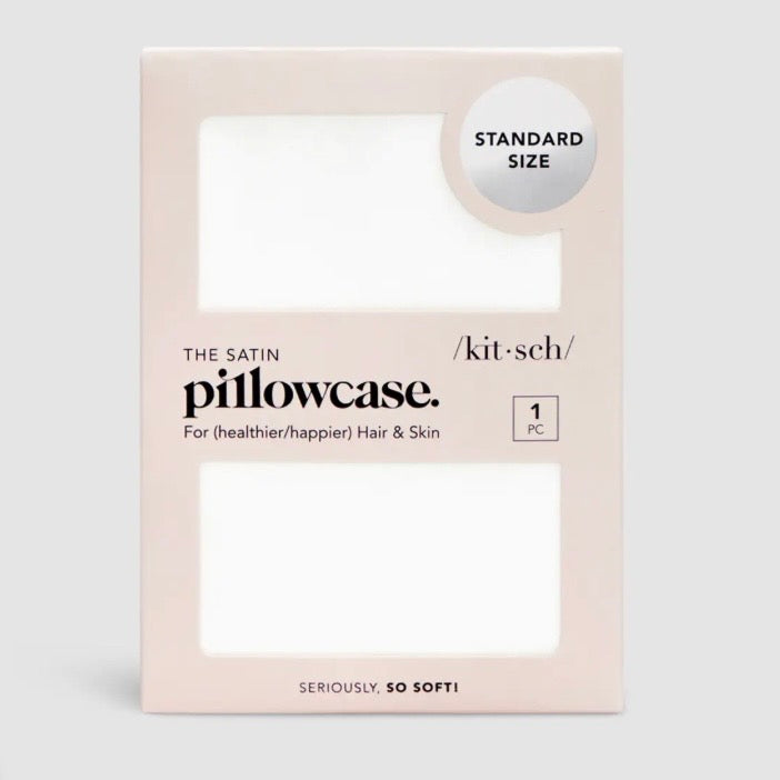 Standard Size Ivory Satin Pillowcase