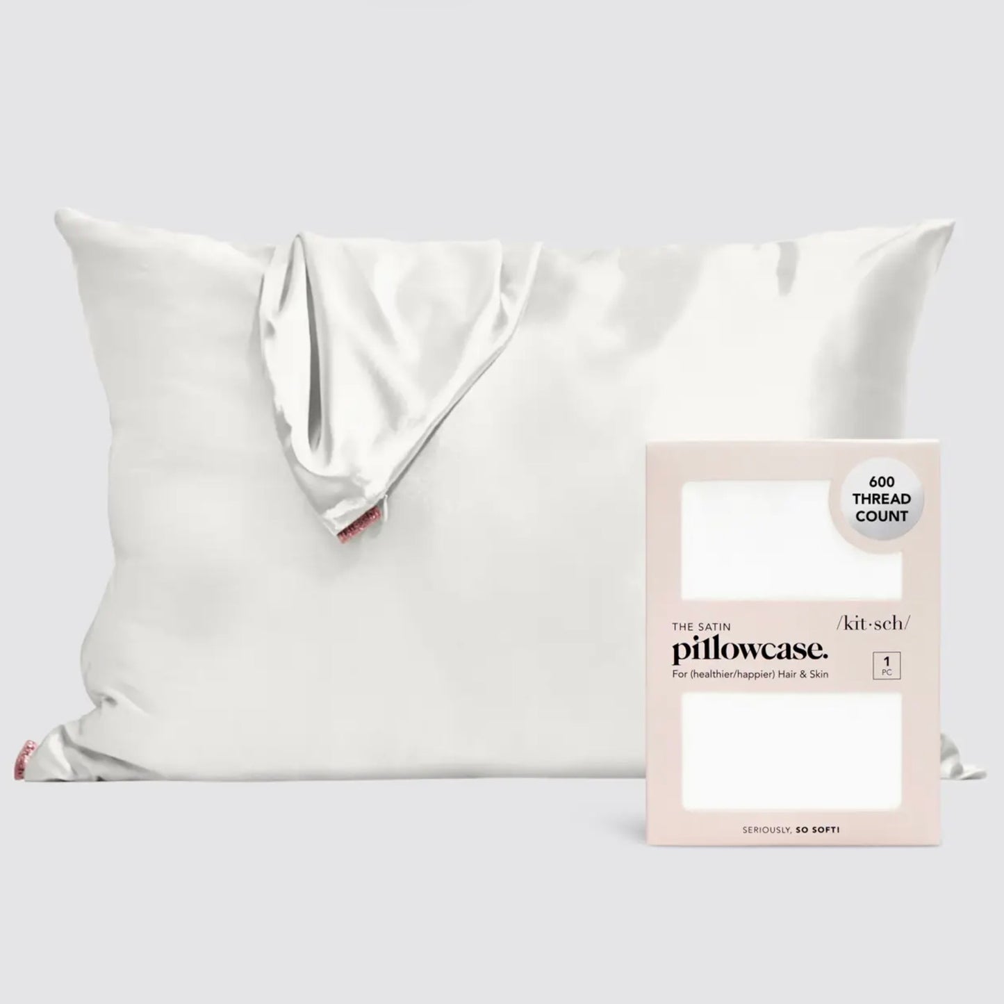Standard Size Ivory Satin Pillowcase