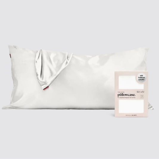King Size Satin Ivory Pillowcase
