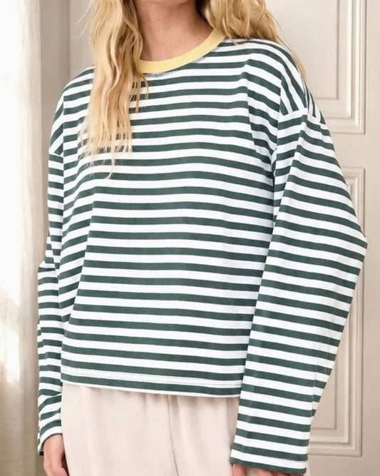 Hunter Green Stripe Pullover