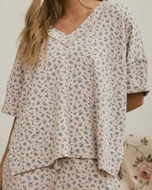 Ditsy Floral Ribbed Top