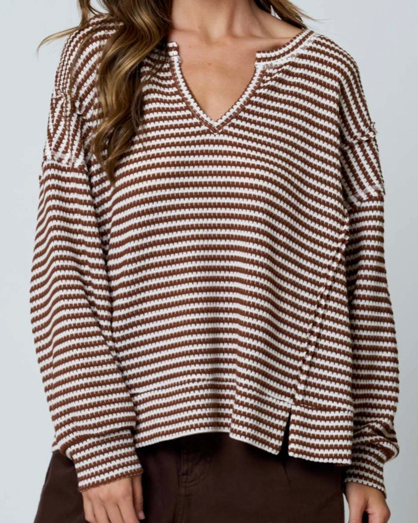Split Neck Knit Top