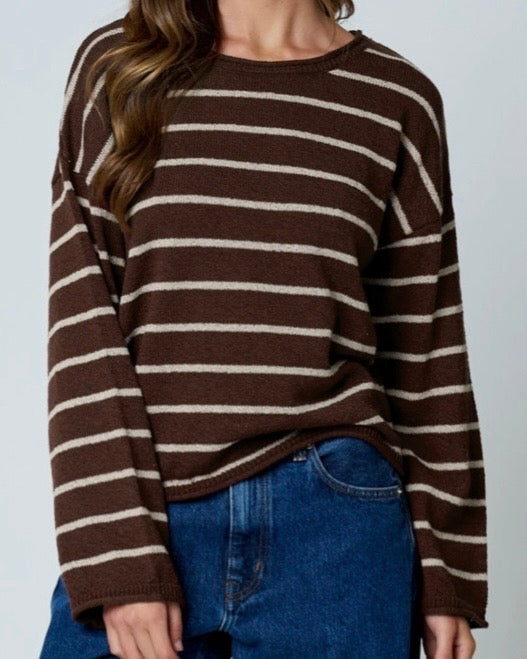 Chocolate Brown Raw Edge Sweater