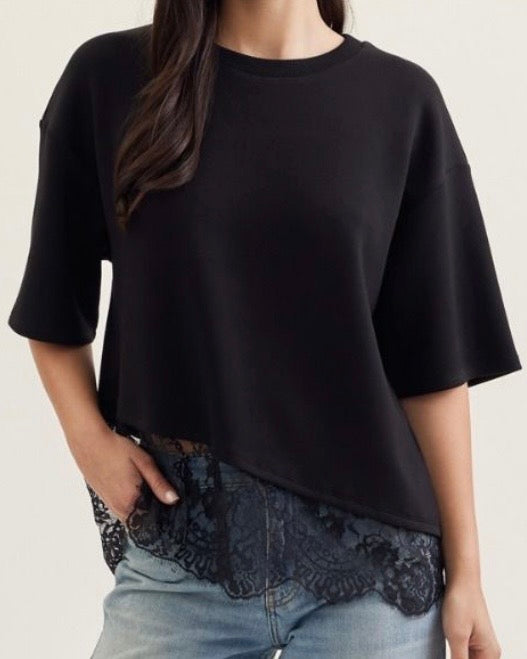 Black Lace Hem Top - The Swanky Shack