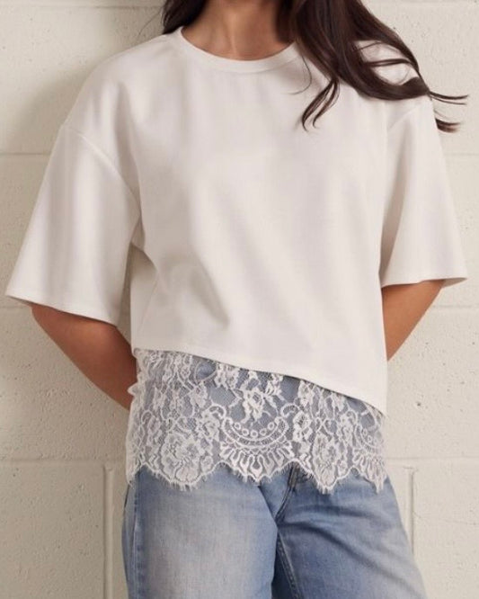 White Lace Hem Top - The Swanky Shack