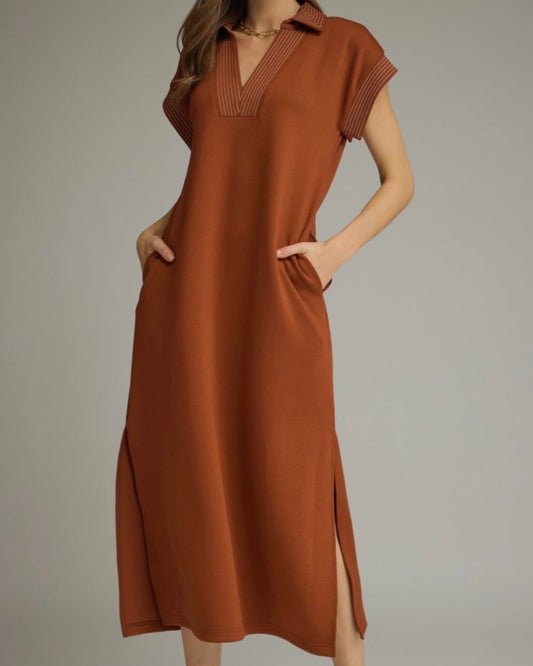 Crawford Rust Midi Dress - The Swanky Shack