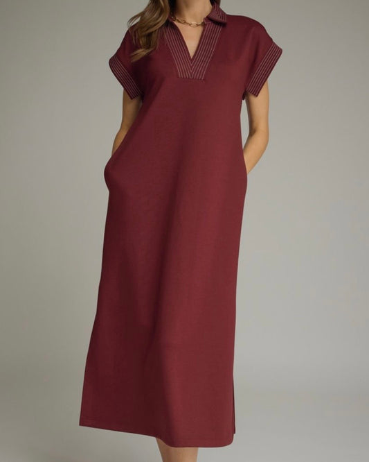 Crawford Wine Midi Dress - The Swanky Shack