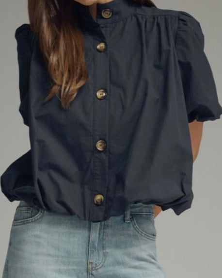 Black Bubble Hem Top