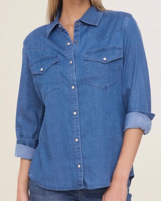 Magnolia Western Denim Shirt - The Swanky Shack