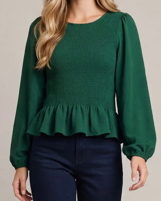 Laurie Green Peplum Top - The Swanky Shack