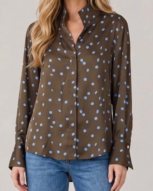 Brown Polka Dot Blouse - The Swanky Shack