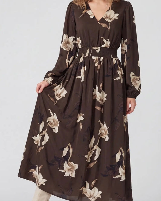 Brown Floral Maxi Dress - The Swanky Shack