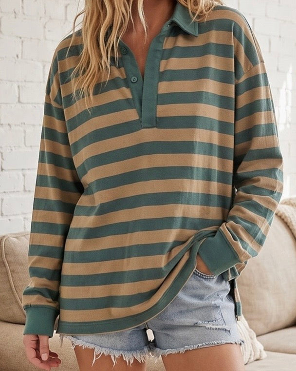 Teal Rugby Polo Top