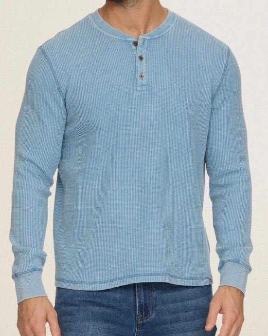 Vintage Blue Waffle Henley - The Swanky Shack